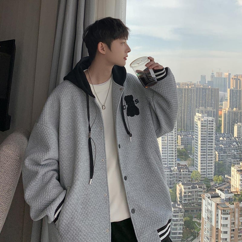 Autumn 2023 New Teenager Unisex Casual Sports Single Breasted Hooded Jacket Coat H09 - Image 4