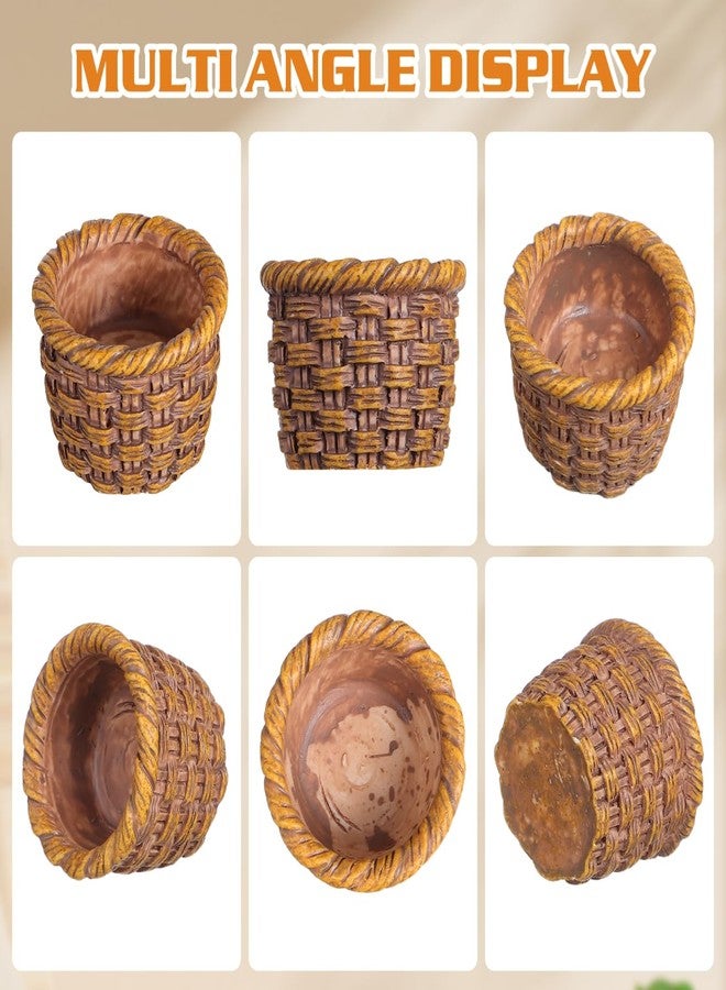 OATIPHO سلة بيت الدمى من OATIPHO، سلة خوص صغيرة، خوص بيت الدمى: 6 قطع صغيرة، نموذج عرض مصغر من الخيزران للديكور والحرف اليدوية والأثاث - Image 4