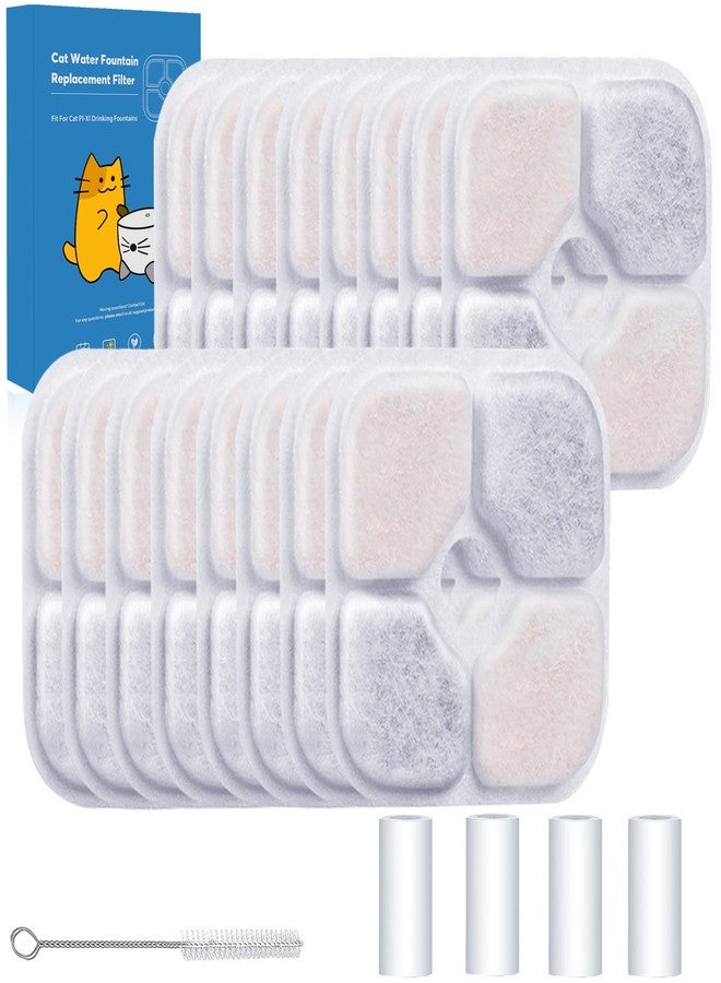 عبوة من 16 فلترًا لنافورة مياه القطط، متوافقة مع فلتر نافورة مياه كاتيت بيكسي، فلتر مياه ثلاثي المفعول بديل، 4 أنابيب مضخة، وفرشاة صلبة واحدة - Image 1