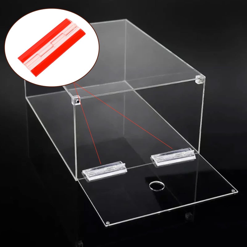 Sliverdew 2 Pcs Acrylic Hinge Clear Small Plastic Hinges Continuous Piano Hinge Transparent Self-Adhesive Folding Hinge Tools For Cabinet Drawer Furniture Aquarium Diy Crafts Display Stand 100X42 Mm - Image 4