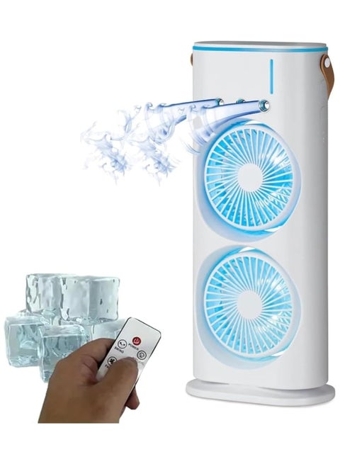 Portable AIR Conditioner,USB Rechargeable with Remote control,280ml Water Tank with 7 Colors Light,Air Cooler, table fan with Mist Humidifier, Desk Fan
