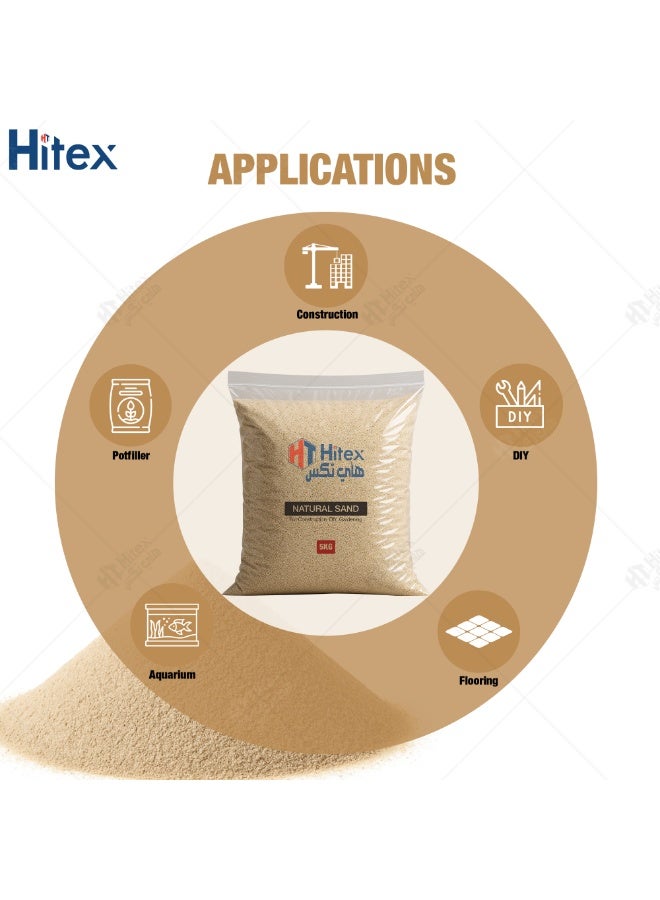 هيتكس رمل طبيعي متعدد الاستخدامات، للحرف اليدوية، والبناء، والديكور، وحشو المزهريات، والعلاج، والمشاريع المنزلية، والأرضيات، ومزيج تربة النباتات العضوية، والديكور الداخلي والخارجي | 5 كجم - Image 2