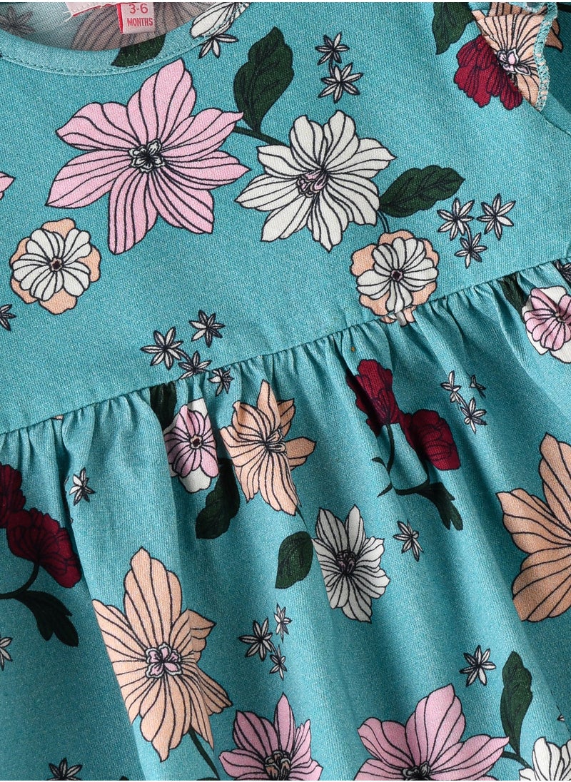 Jelliene Girls Floral Ruffle Long Sleeve Dress  - Image 3