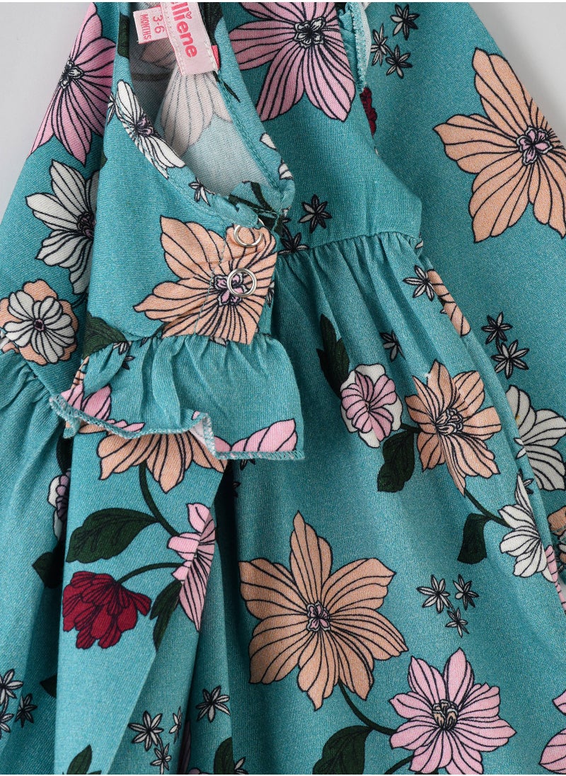 Jelliene Girls Floral Ruffle Long Sleeve Dress  - Image 4