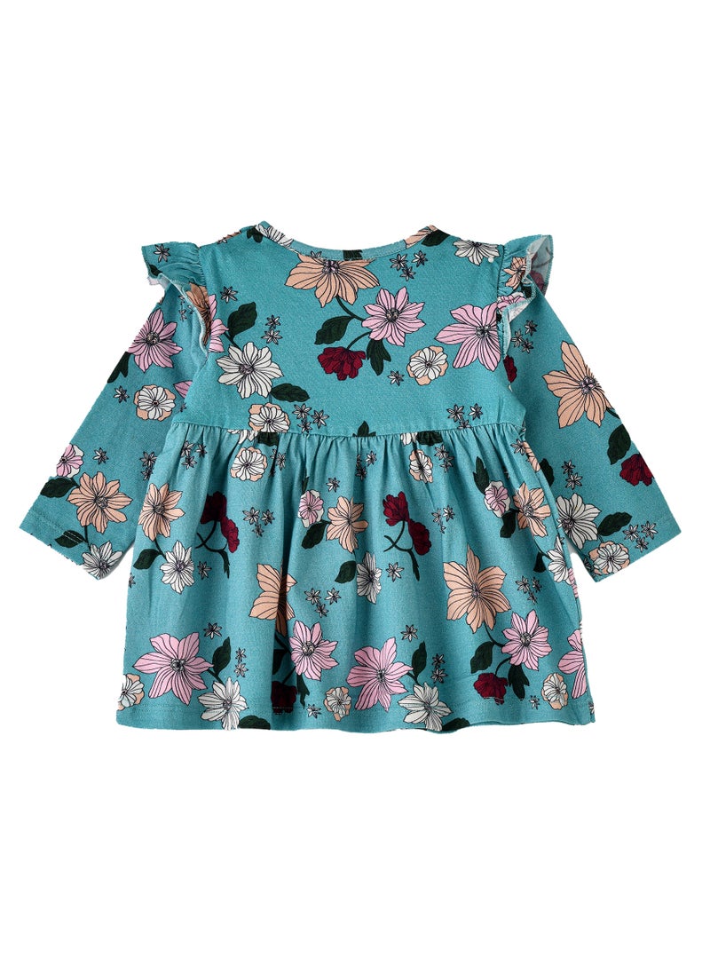 Jelliene Girls Floral Ruffle Long Sleeve Dress  - Image 2