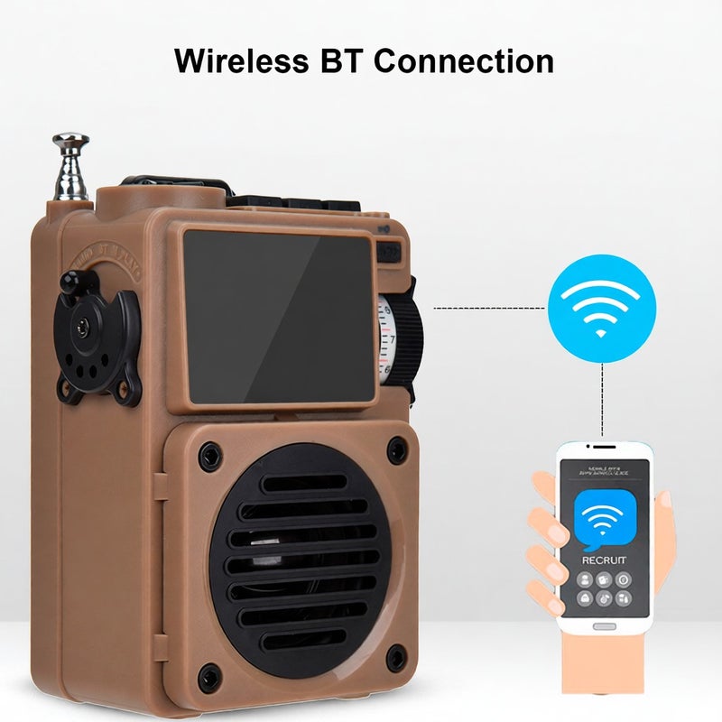 HRD-700 AM FM Radio Music Player Portable FM/SW/MW/WB Full-Band Digital Radio Rechargeable BT Speaker Punk Retro Art Birthday Gift Retractable Metal Antenna With TF Card Slot - Image 5