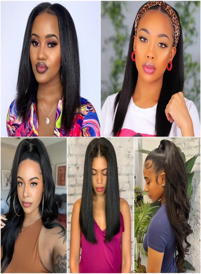 FEIPRO 18 Inch Tape in Hair Extensions Real Human Hair Light Yaki Straight Tape ins for Black Girls Women add Hair Length &Volume Invisible Seamless Skin Weft Thick Soft #Natural Black 40g 20pcs/Pack - Image 4