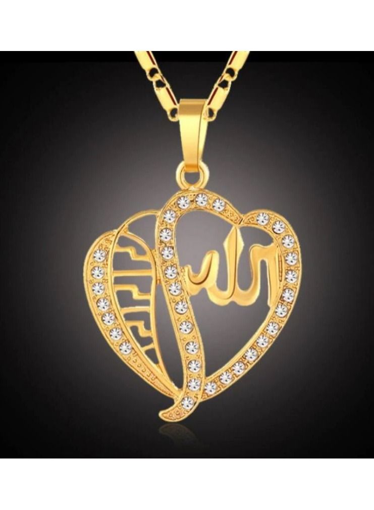 DubaiGallery Fashion Jewelry Highly craftsmanship Hearts Islamic Allah Pendant Charms Necklace Religious Muslim Jewelry Gift For Women Gold Color Jewelry - Image 3