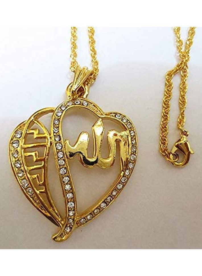 DubaiGallery Fashion Jewelry Highly craftsmanship Hearts Islamic Allah Pendant Charms Necklace Religious Muslim Jewelry Gift For Women Gold Color Jewelry - Image 1