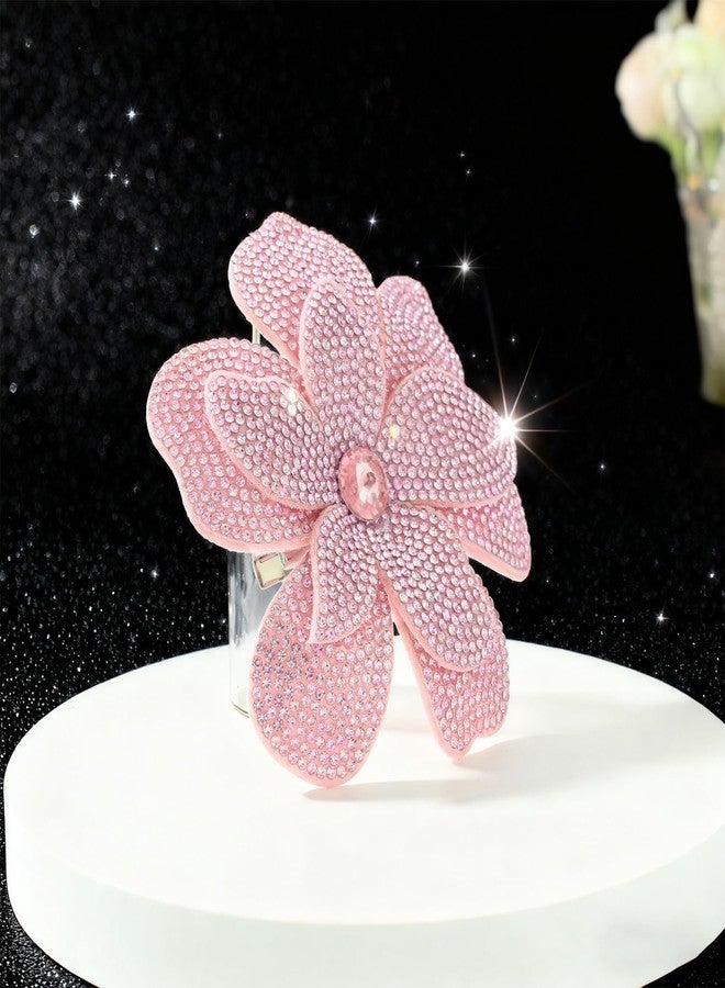Merdia 3.74 Inches Rhinestone Camellia Flower Brooch Pins & Hair Clips for Women Elegant Created Crystal Lapel Pin Brooches Wedding Party Pink - Image 4