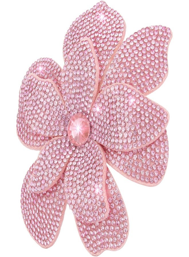 Merdia 3.74 Inches Rhinestone Camellia Flower Brooch Pins & Hair Clips for Women Elegant Created Crystal Lapel Pin Brooches Wedding Party Pink - Image 1