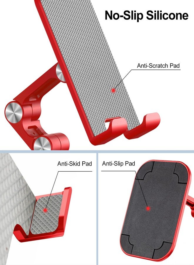 OCYCLONE Phone Stand, Adjustable Height and Angle Foldable Cell Phone Stand Holder for Desk, Taller iPhone Stand Compatible with 4.7"-13" Smartphones iPad Tablet, Red - Image 3