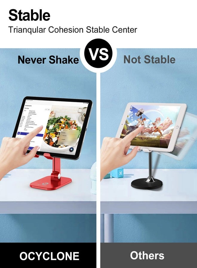 OCYCLONE Phone Stand, Adjustable Height and Angle Foldable Cell Phone Stand Holder for Desk, Taller iPhone Stand Compatible with 4.7"-13" Smartphones iPad Tablet, Red - Image 5
