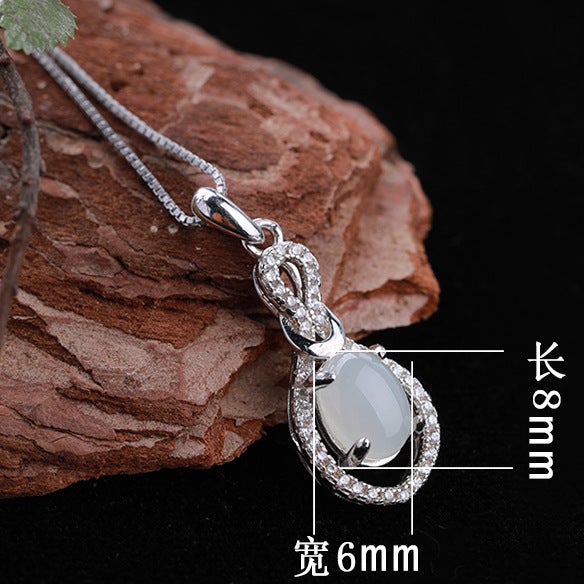 Generic Manufacturers with certificate Hetian jade pendant 925 sterling silver inlaid natural jade pendant egg white jade pendant wholesale Pendant Necklace 