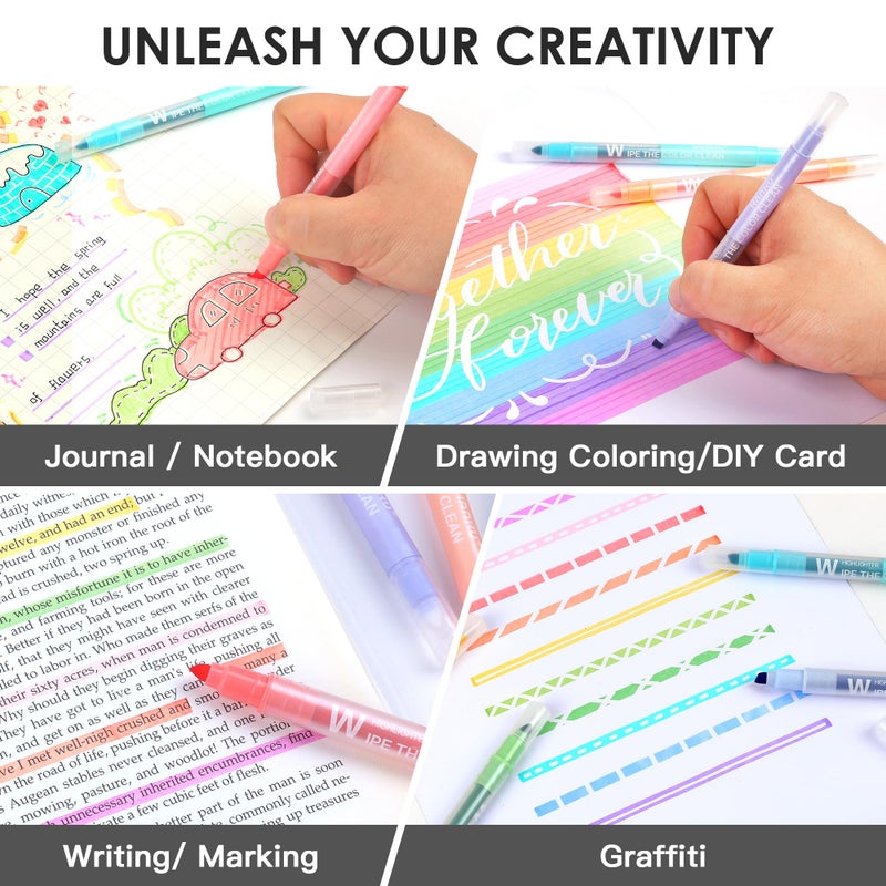 HANKU Erasable Highlighters, 10 Pastel Highlighters Assorted Colors, Dual Tip Cute Erasable Highlighter Pens No Bleed Through for Bullet Journaling, Bible Study, School Office Supplies - Image 5