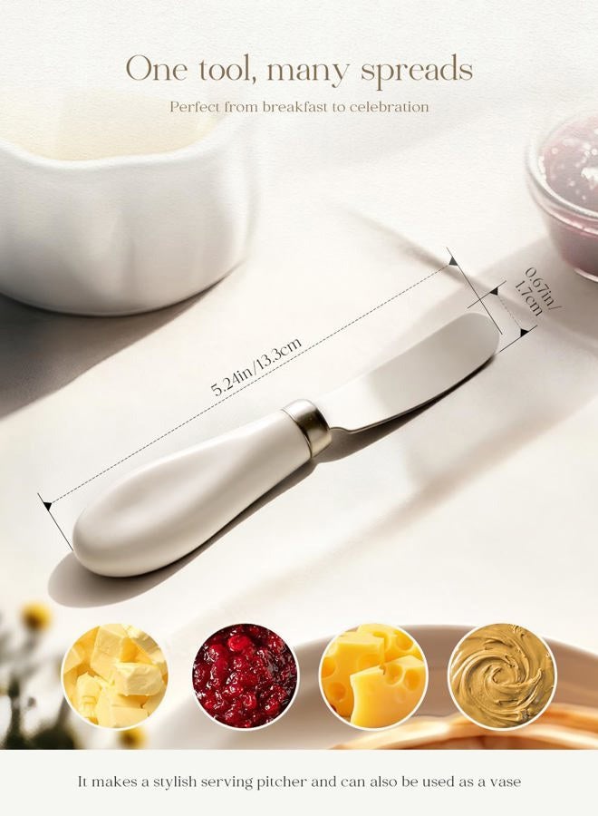 AISBUGUR 2 Pack Stainless Steel Butter Spreader Knife, Butter Knife with White Porcelain Handle, Cheese Butter Spreader Knives for Kitchen - Image 3