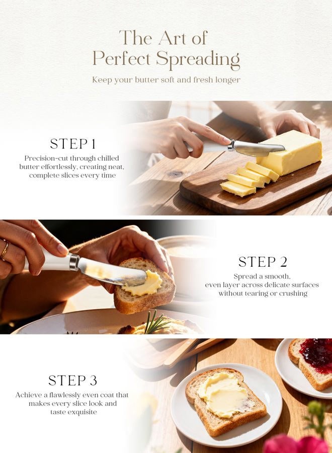 AISBUGUR 2 Pack Stainless Steel Butter Spreader Knife, Butter Knife with White Porcelain Handle, Cheese Butter Spreader Knives for Kitchen - Image 5