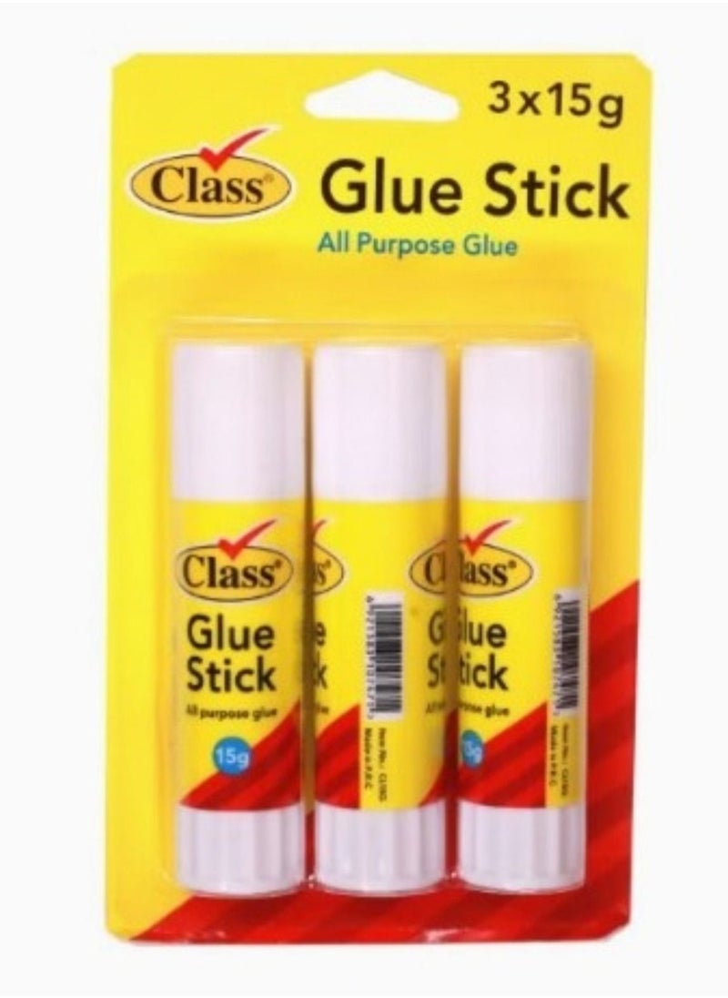 class Pack Of 3 All Purpose Glue Stick Clear 