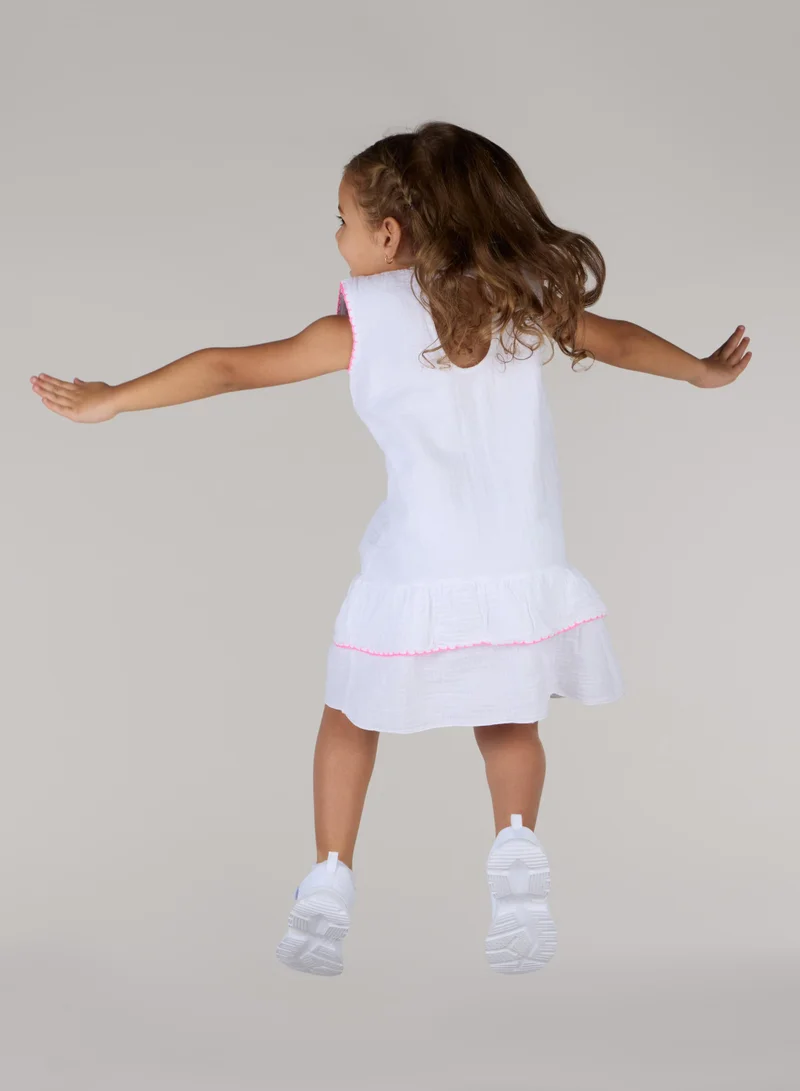 Just Nature  Rose Embroidered Ruffled Hem Dress for Women | Best Price UAE