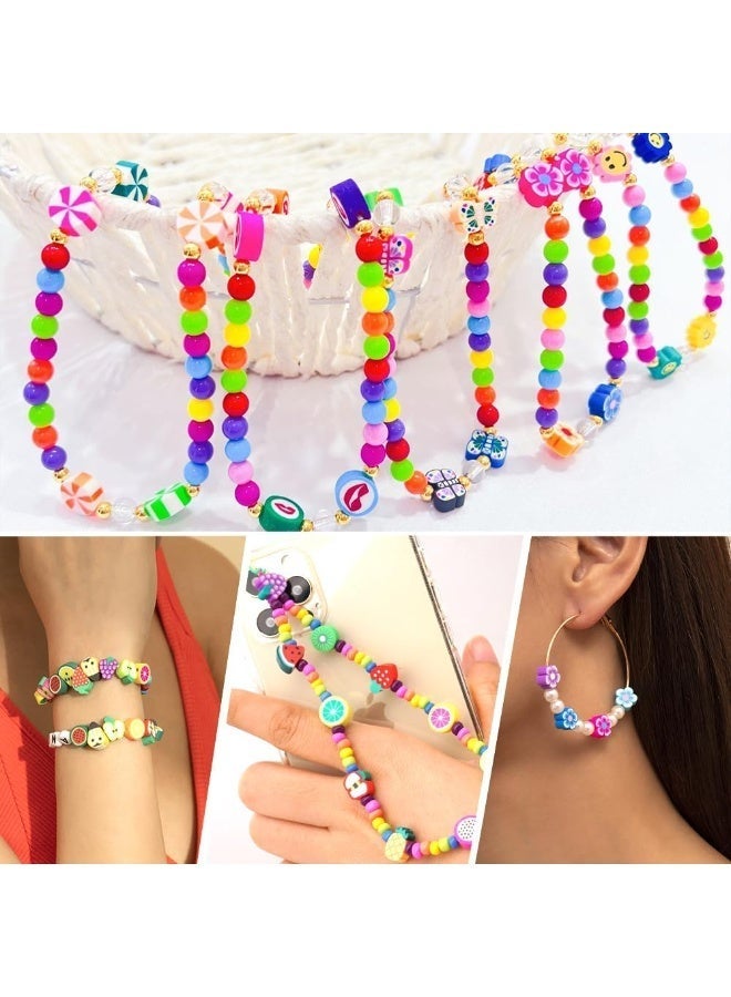 Relex 480PCS Fruit Flower Polymer Clay Beads, 24 Style Cute Heart Mushroom Clay Beads Charms for Jewelry Necklace Earring Making, DIY Bracelet Making Kit Accessories for Women Girls - Image 3