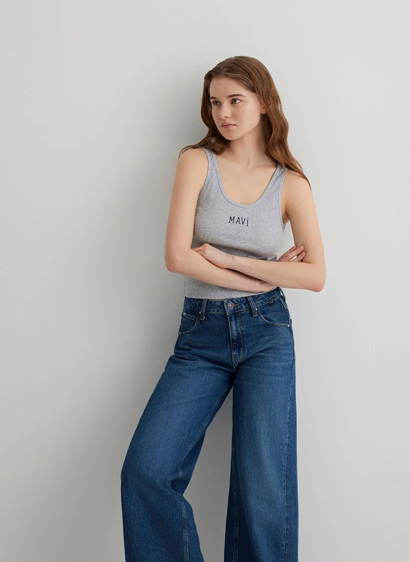 مافي تي شيرت بدون أكمام مطبوع بشعار مافي رمادي