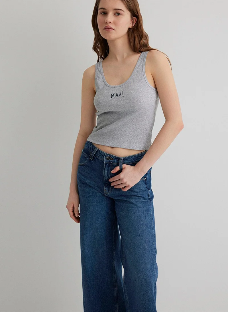 مافي تي شيرت بدون أكمام مطبوع بشعار مافي رمادي