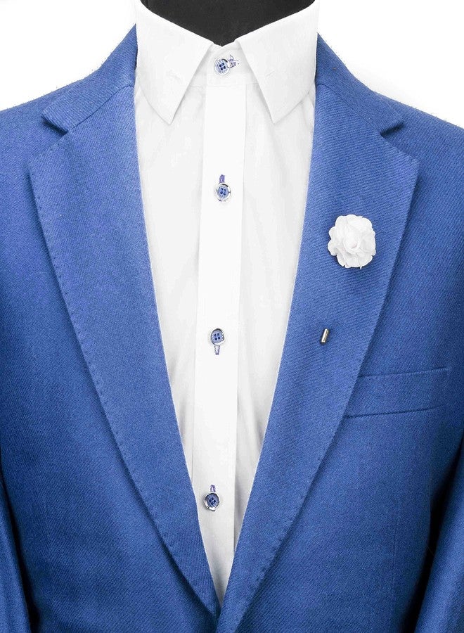 Knighthood Lapel Pin For Men White Bunch Flower Lapel Pin Brooch White Boutonniere Pin with Gift Box Suit Wedding Groom - Image 2