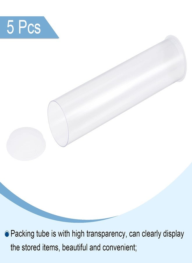 MECCANIXITY Clear Storage Tube 1 5/8"x7.5"(41mmx190mm) Lightweight for Bead Containers, Craft, DIY with White Caps 5 Pack - Image 3