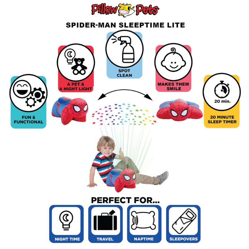 Pillow Pets Marvel Spider-Man Sleeptime Lite 11" Stuffed Animal Plush Pillow & Nightlight - Image 4