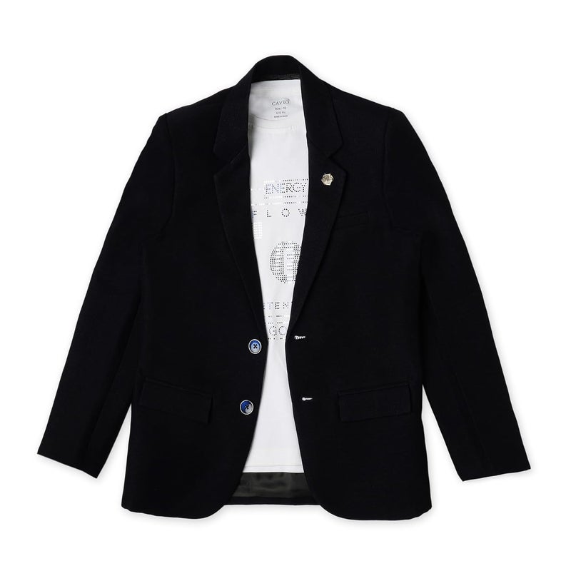 CAVIO Boys Regular Fit Solid Cotton Blazer with T-Shirt - Image 3