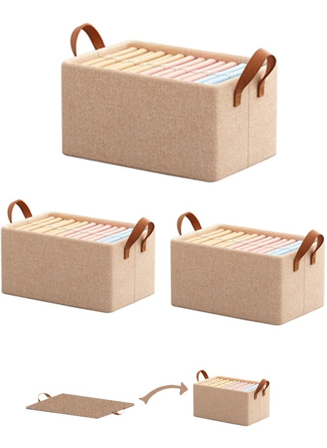 Generic 3Pcs Storage Basket Shelf Storage Basket Wardrobe Organization Box Wardrobe Storage Box Organization Storage Box Household Clothes Storage Artifact Foldable (Yellow)  - Image 1
