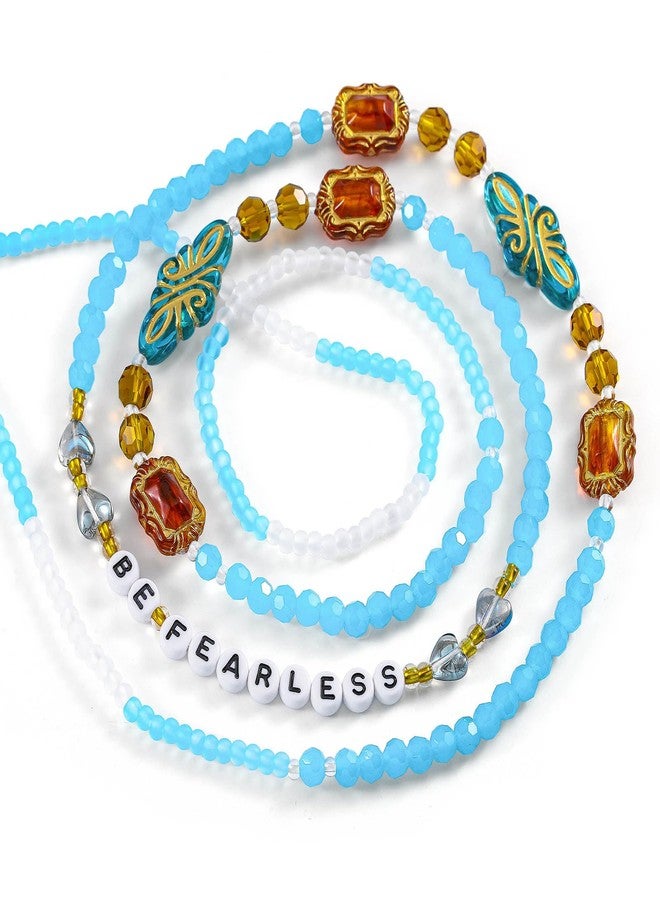 ELABEST Handmade Tie on Waist Beads 60inch African Adjustable Belly Beads Non Stretch Women Waist Jewelry (Blue A) - Image 1