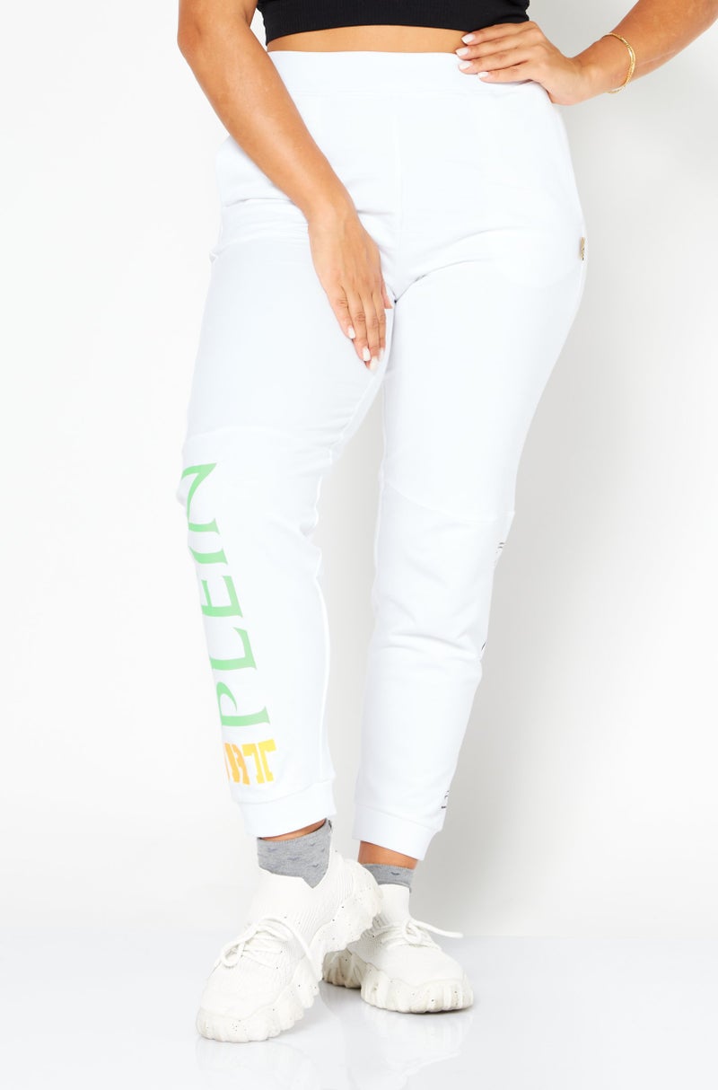 Plein Sport Women Sportswear Fit Brand Logo Training Pants, White Combo  - Image 1