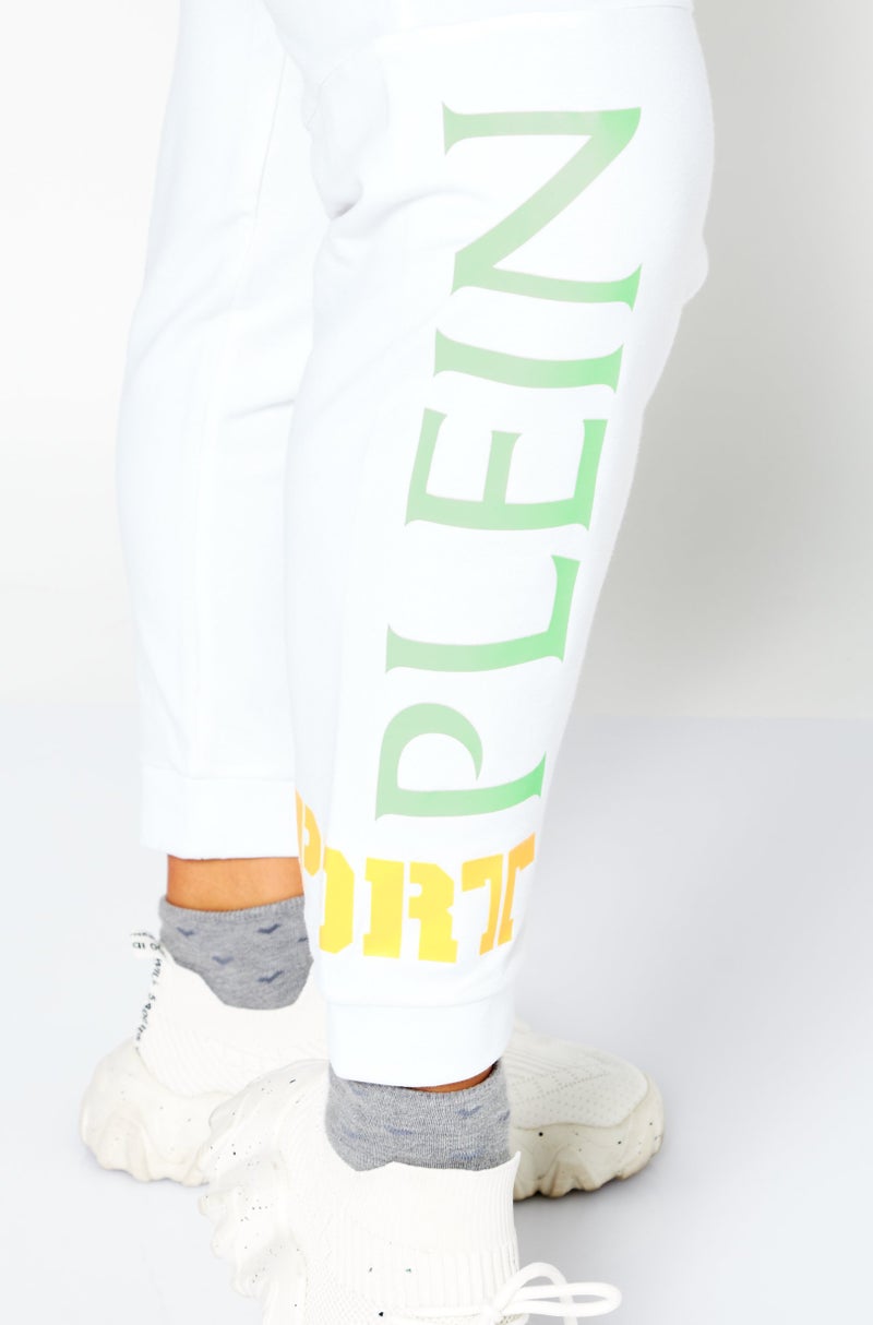 PHILIPP PLEIN Plein Sport Women Sportswear Fit Brand Logo Training Pants, White - Image 2