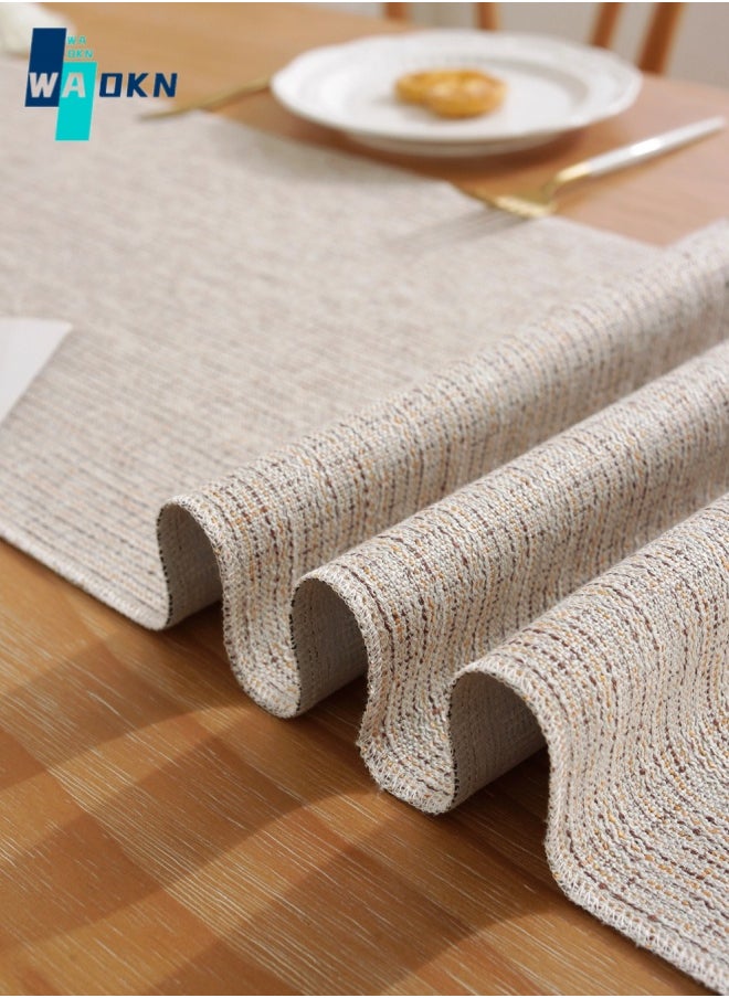 WAOKN - Solid Polyester and Cotton Table Runner, Farmhouse Style Hand-fringed Table Top Protection, Rustic Patchwork Tablecloth, Suitable for Wedding, Home and Table Decor 33 x 183 cm - Image 1