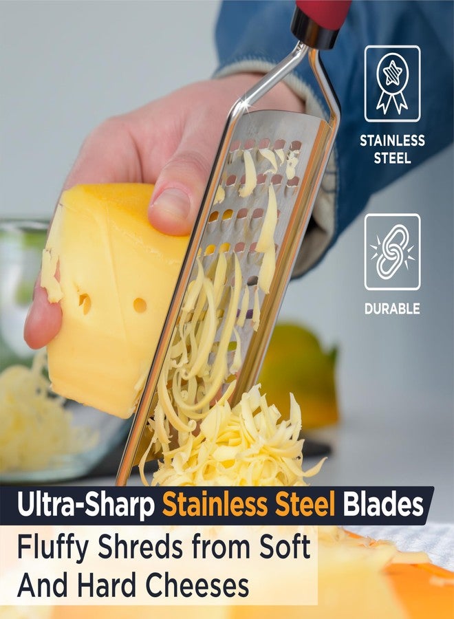 Deiss PRO Coarse Grater & Hand Held Cheese Grater - Sharp Stainless Steel Blades, Non-Slip Handle, Small Cheese Grater for Kitchen, Shredder, Dishwasher Safe - Image 3