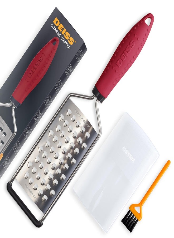 Deiss PRO Coarse Grater & Hand Held Cheese Grater - Sharp Stainless Steel Blades, Non-Slip Handle, Small Cheese Grater for Kitchen, Shredder, Dishwasher Safe - Image 1