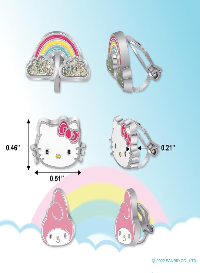 هالو كيتي أقراط سانريو هيلو كيتي وأصدقائها بمشبك، عبوة من 3 قطع، مرخصة رسميًا - أقراط رينبو، ماي ميلودي، وهيلو كيتي - Image 3