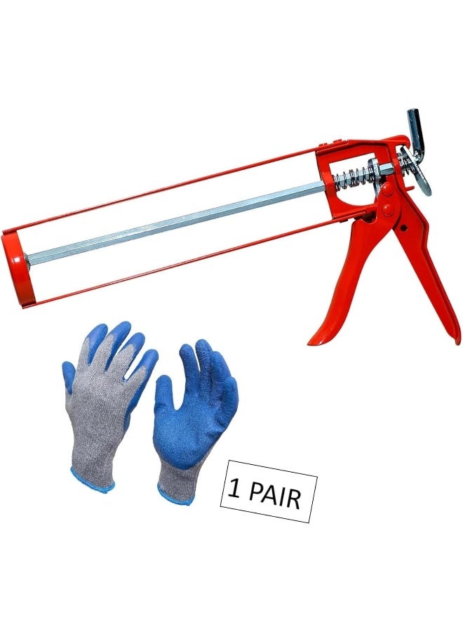 Poaker Poaker Silicone Glue Gun With Grip Gloves For Durable Construction, Easy-To-Use Design, And Comfortable Grip For Precise Application Of Sealants And Adhesives-Orange  - Image 2