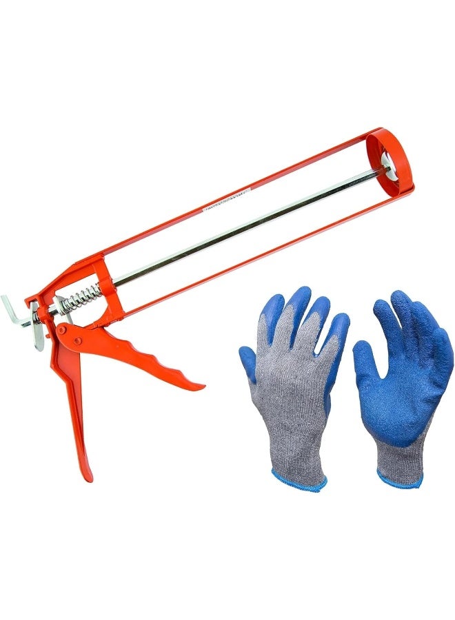 Poaker Poaker Silicone Glue Gun With Grip Gloves For Durable Construction, Easy-To-Use Design, And Comfortable Grip For Precise Application Of Sealants And Adhesives-Orange  - Image 1