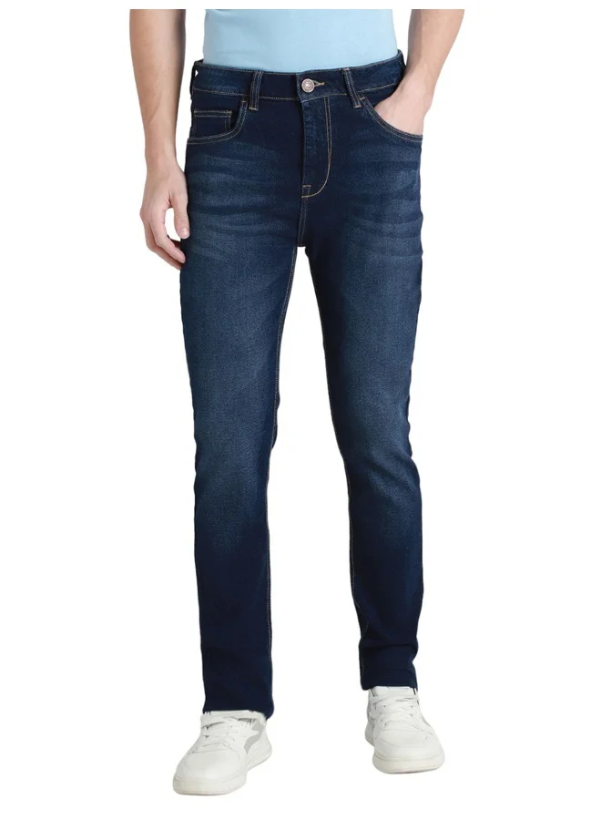 Dennis Lingo Men's Tapered Fit Dark Blue Cotton Jeans - Versatile and Durable