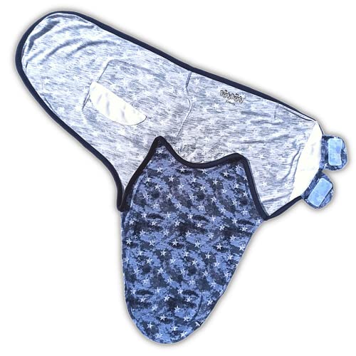 TuddyBuddy 100% Cotton Swaddle Wrap, Swaddle Sleeping Bag Cum Wearable Blanket for Babies, (Pack of 1 - Blue Stars - Blue, 0-3 Months) - Image 4