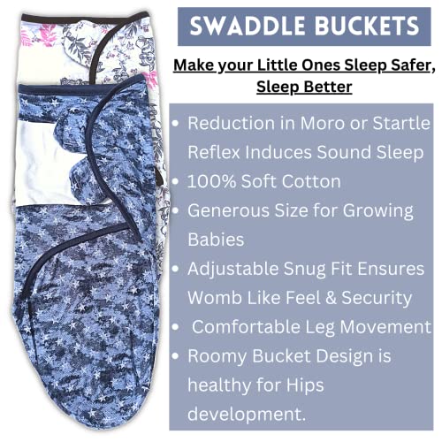 TuddyBuddy 100% Cotton Swaddle Wrap, Swaddle Sleeping Bag Cum Wearable Blanket for Babies, (Pack of 1 - Blue Stars - Blue, 0-3 Months) - Image 2