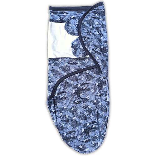 TuddyBuddy 100% Cotton Swaddle Wrap, Swaddle Sleeping Bag Cum Wearable Blanket for Babies, (Pack of 1 - Blue Stars - Blue, 0-3 Months) - Image 1