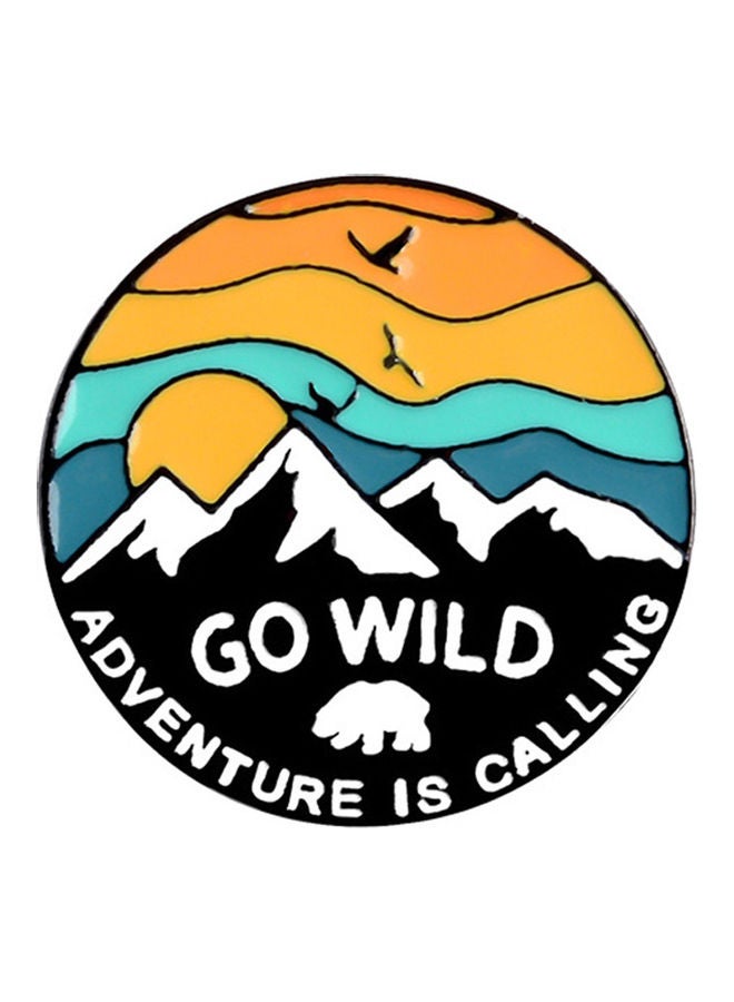 NIBEMINENT Unisex Go Wild Sunset Snow Mountain Bird Enamel Brooch Pin Jacket Bag Badge - Image 1