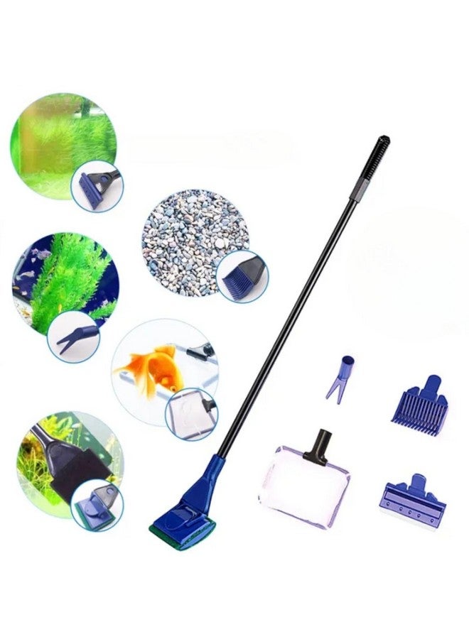 VAYINATO Petzlifeworld 5 in 1 Aquarium Cleaning and Maintenance Kit (Fish Net, Plant Fork, Cleaning Sponge, Gravel Rake, Algae Scraper) - Image 1