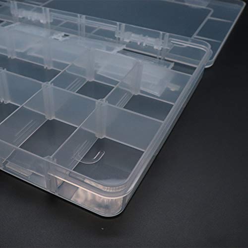 Xiaoyztan Clear Plastic Organizer, 18 Grids with Adjustable Dividers, Jewelry Box Bead Storage Container for Small Parts, Fishing Tackle, DIY Crafts, and Earrings, Overall 7.9 x 5.7 x 1.1 inch - Image 3