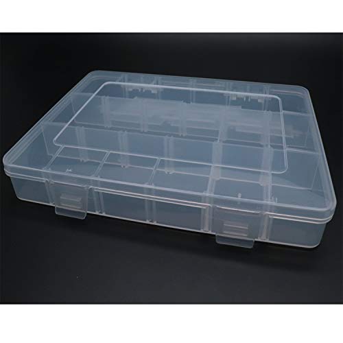 Xiaoyztan Clear Plastic Organizer, 18 Grids with Adjustable Dividers, Jewelry Box Bead Storage Container for Small Parts, Fishing Tackle, DIY Crafts, and Earrings, Overall 7.9 x 5.7 x 1.1 inch - Image 4