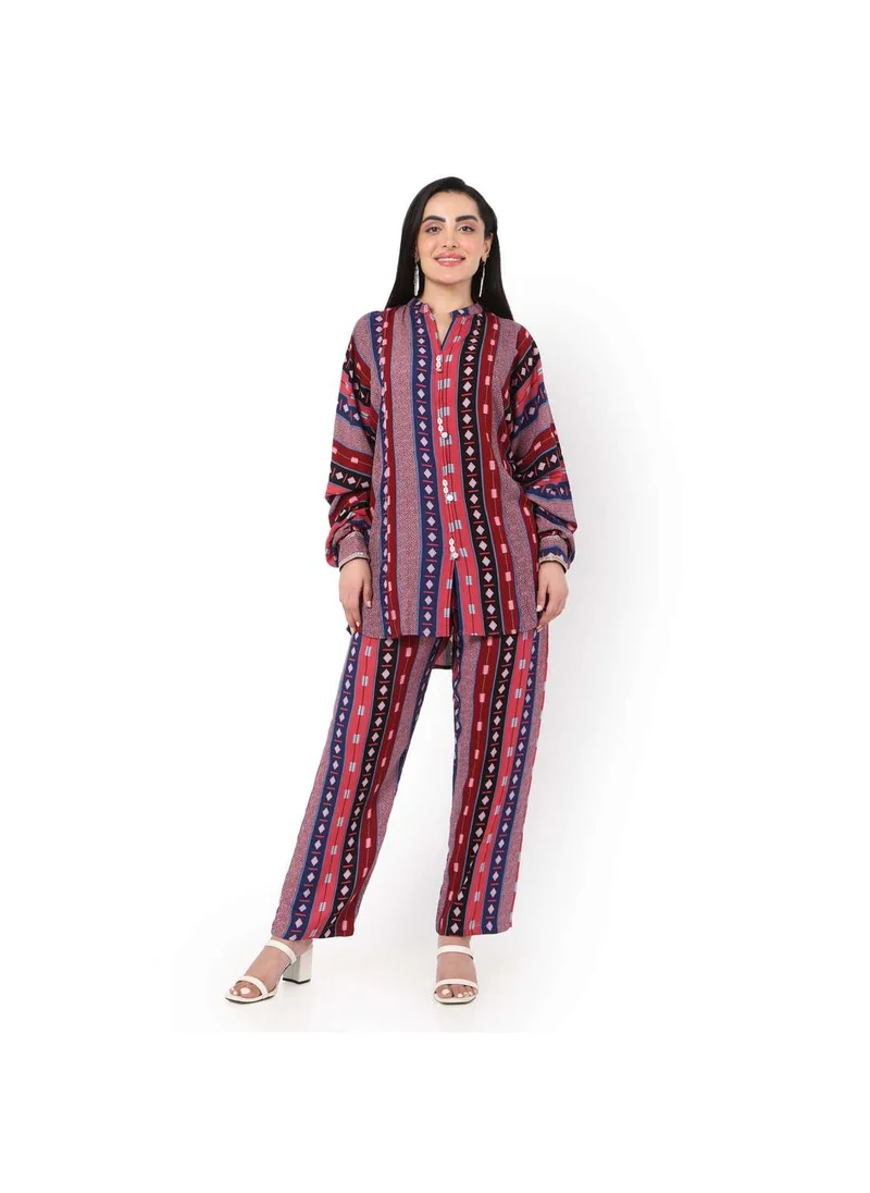 HANA & SARA PRINTED VISCOSE CASUAL ELEGANT CO-ORD SET FOR WOMENS ARABIC KAFTAN JALABIYA