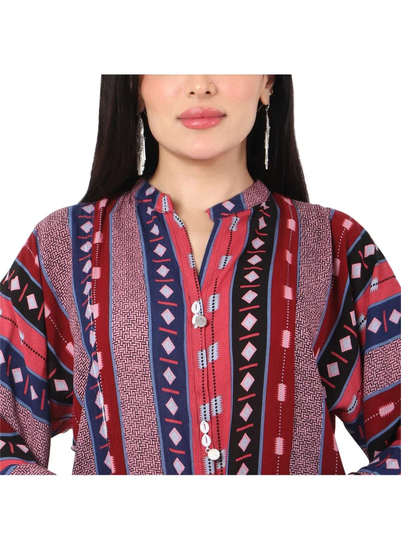 HANA & SARA PRINTED VISCOSE CASUAL ELEGANT CO-ORD SET FOR WOMENS ARABIC KAFTAN JALABIYA